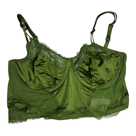 Auden Other - Auden Green Lace Mesh Longline Bra XL Sheer Lingerie Top Fairycore Coquette
